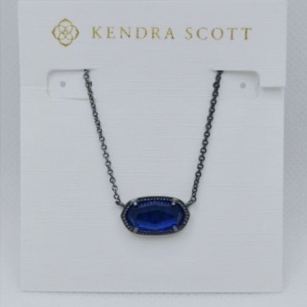Kendra Scott Elisa Cobalt Blue Pendant Necklace in Gunmetal